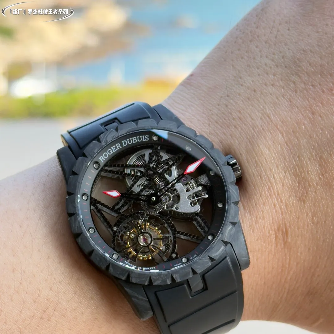 로저 드뷔 엑스칼리버 42mm DBEX0577 NEW 공장 1:1 베스트 에디션 카본 파이버 투르비용