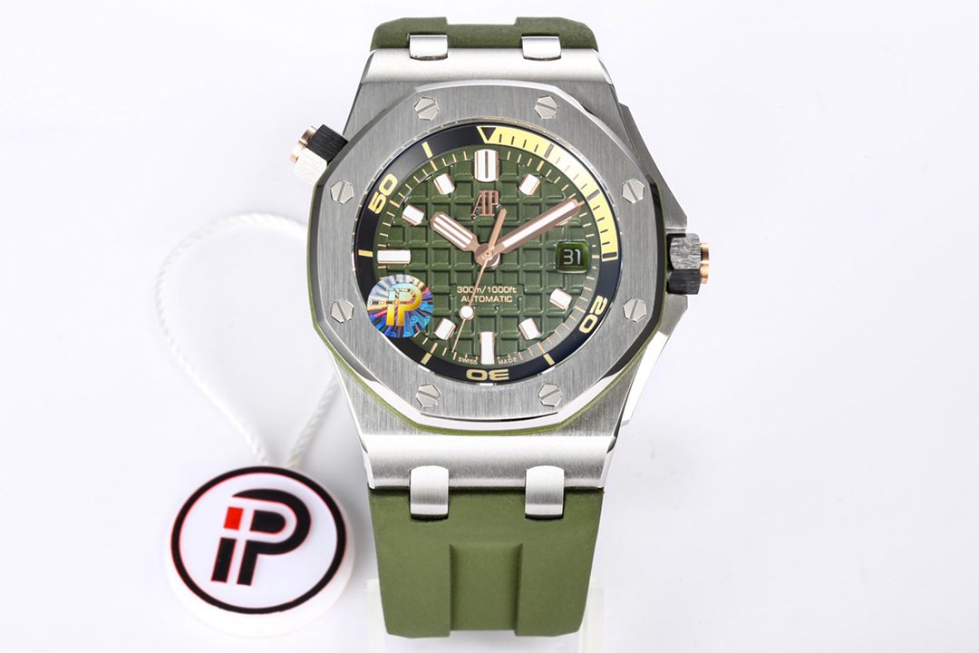 Royal Oak Offshore Diver 15720ST.OO.A052CA.01 IPF 1:1 Best Edition Green Dial on Green Rubber Strap