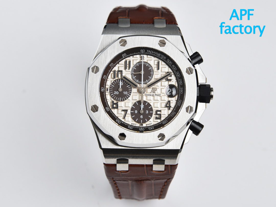 AP 로열 오크 오프쇼어 다이버 42mm 26470ST.OO.A801CR.01 APF 1:1 베스트 에디션 화이트 다이얼 가죽 스트랩