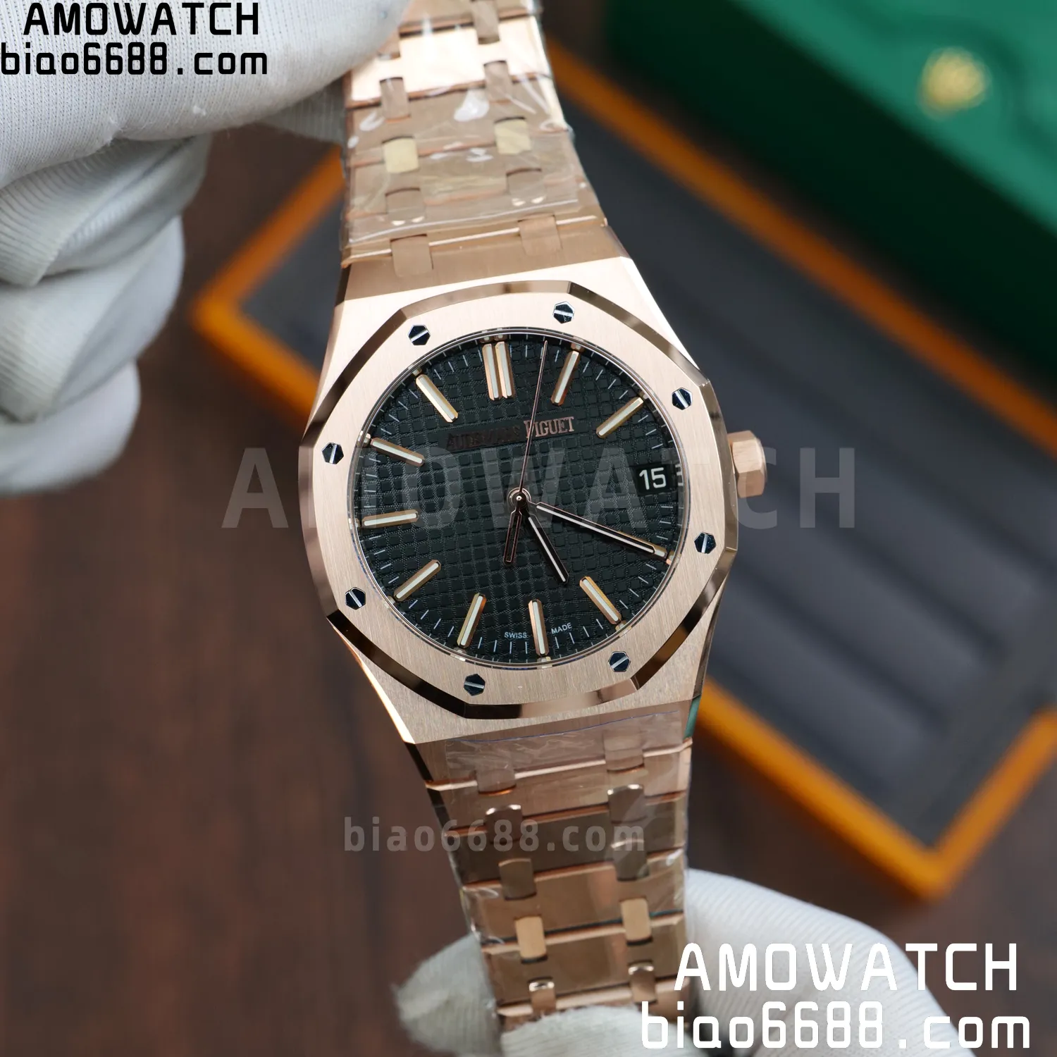 AP 로열 오크 41mm 15510OR RG DDF 공장 1:1 베스트 에디션 블랙 다이얼 SA4302 슈퍼클론 (텅스텐 헤비 버전)