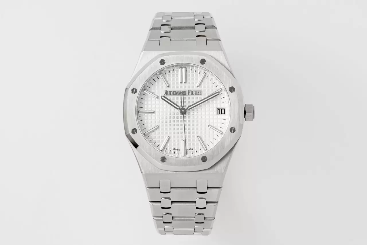 AP 로열 오크 41mm 15510ST.OO.1320ST.06 50주년 스테인리스 스틸 APS 공장 1:1 베스트 에디션 화이트 다이얼 스테인리스 스틸 브레이슬릿 SA4302 슈퍼클론