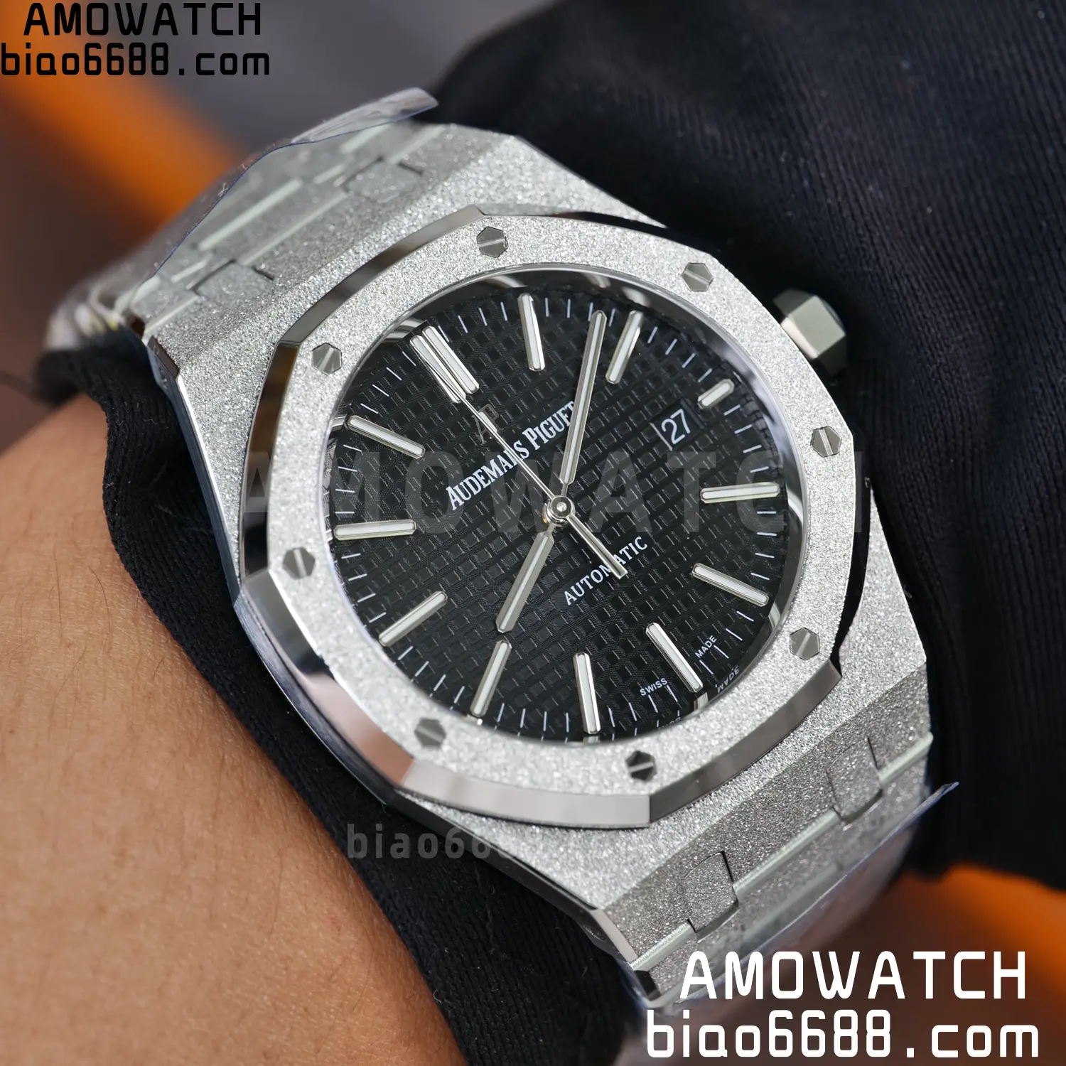 AP Royal Oak 41mm 15410 Frosted SS APSF 1:1 Best Edition Black Textured Dial Super Clone V3