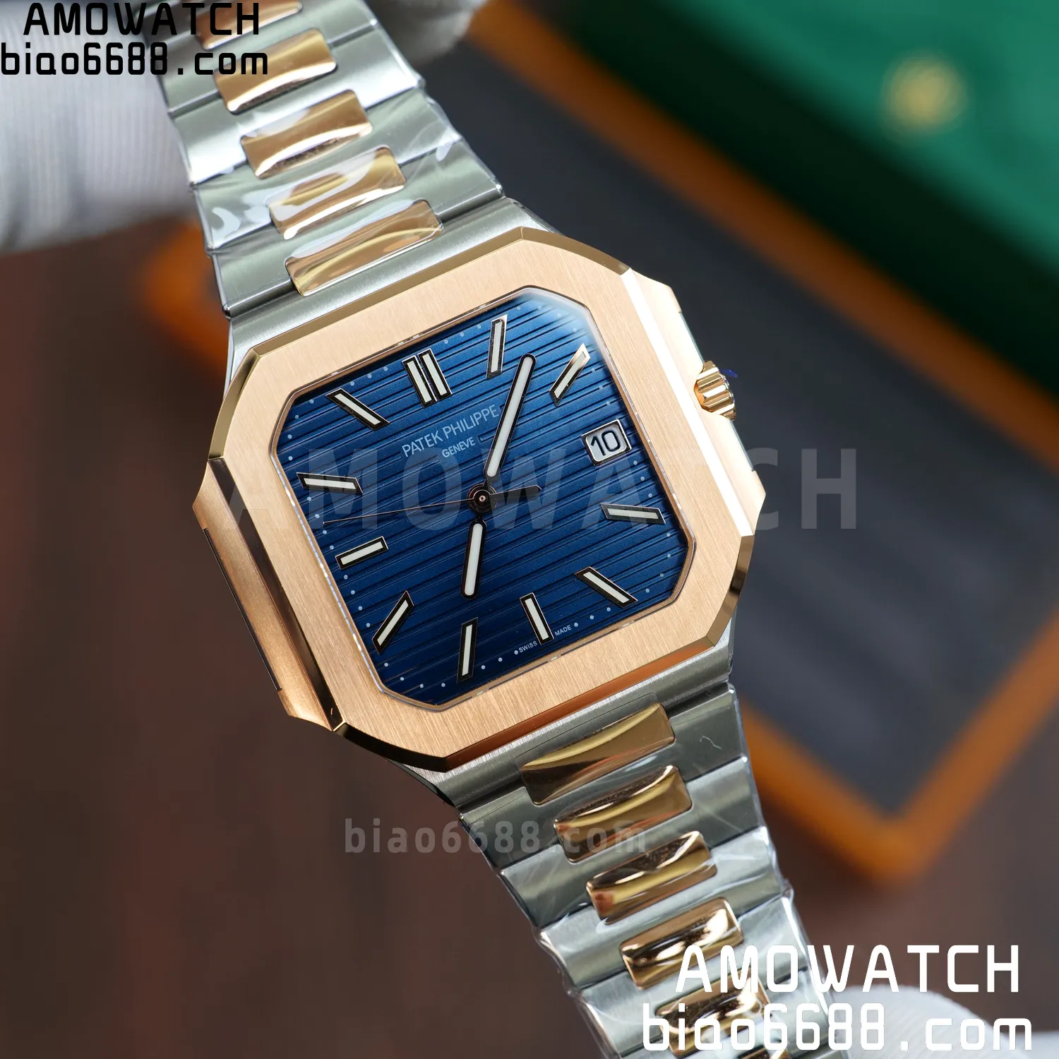 PP Cubitus 7128 SS/RG APWF Best Edition Blue Dial on SS/RG Bracelet SA330 Super Clone