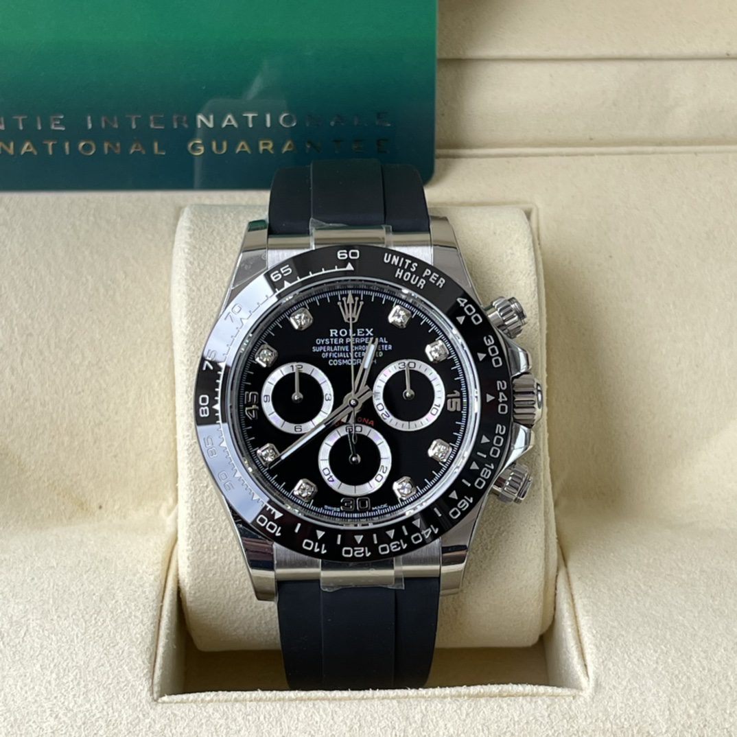 ROLEX 데이토나 116519ln-0025 BT 공장 1:1 베스트 에디션 블랙 다이아몬드 다이얼 오이스터플렉스 러버 스트랩 SA4130 V2