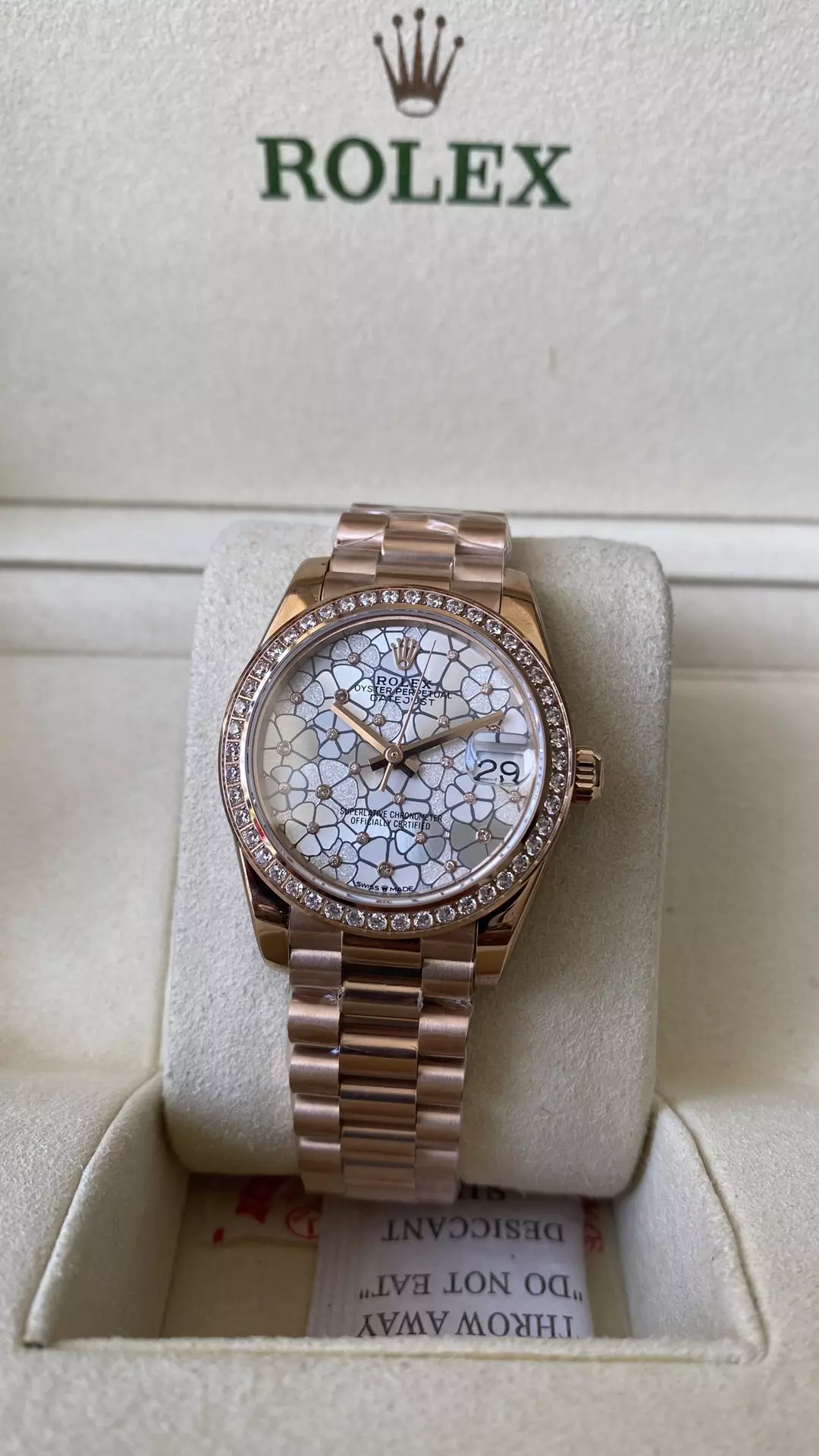 롤렉스 DateJust RG 31mm 278285 A+ 공장 1:1 베스트 에디션 플로럴 다이얼 다이아몬드 베젤