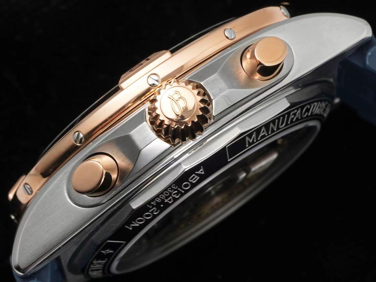 브라이틀링 크로노맷 B01 UB0134101C1U1 42mm 스테인리스 스틸/로즈골드 TF 1:1 베스트 에디션 블루 다이얼 블루 러버 스트랩 A7750 - 이미지 6