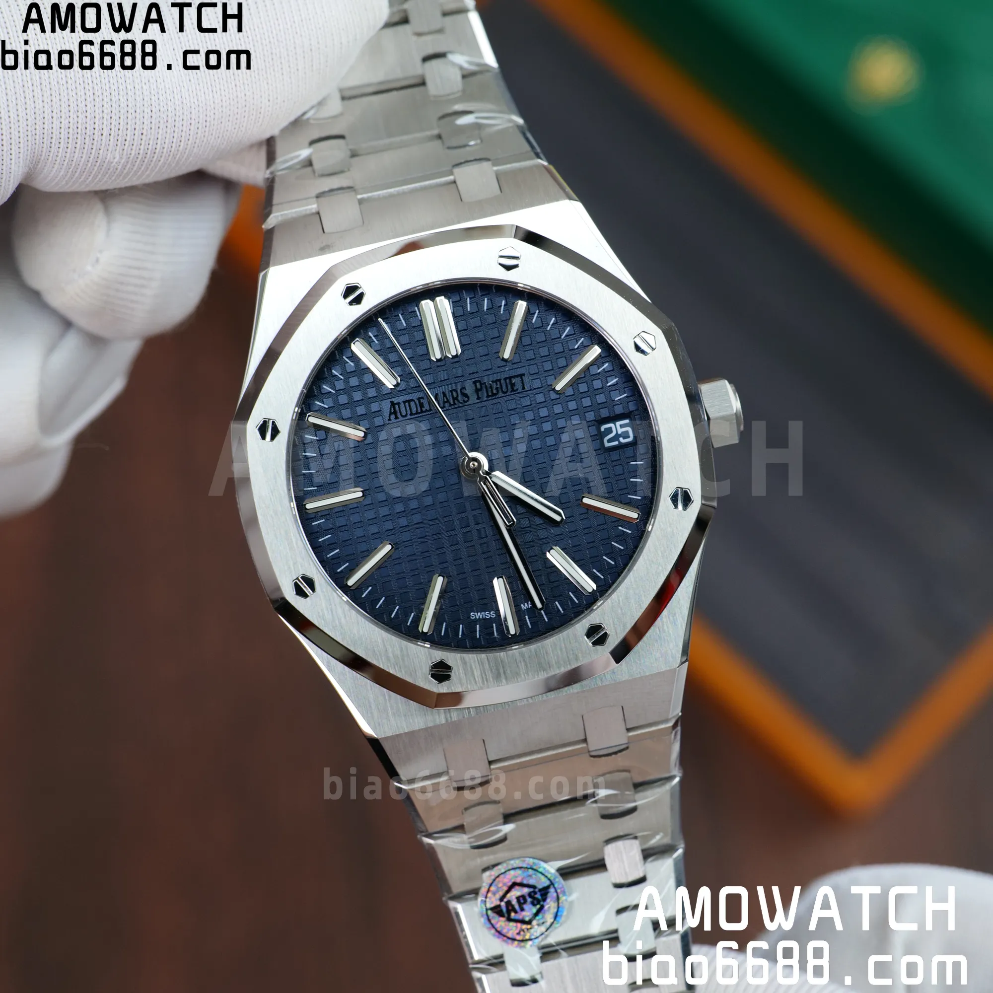 AP 로열 오크 41mm 15510ST.OO.1320ST.06 스테인리스 스틸 APS 공장 1:1 베스트 에디션 블루 다이얼 스테인리스 스틸 브레이슬릿 SA4302 슈퍼클론