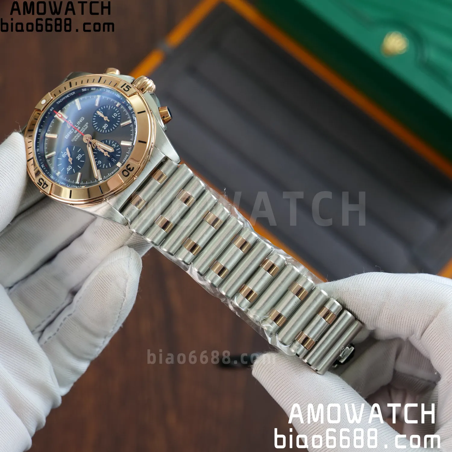 Breitling Chronomat B01 AB0134101K1A1 42mm SS/RG TF 1:1 Best Edition Brown Dial on SS Bracelet A7750 - Image 5