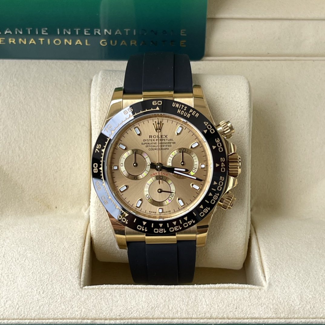 ROLEX Daytona 116518ln-0042 BT Factory 1:1 Best Edition YG 다이얼 Oysterflex 러버 스트랩 SA4130 V2