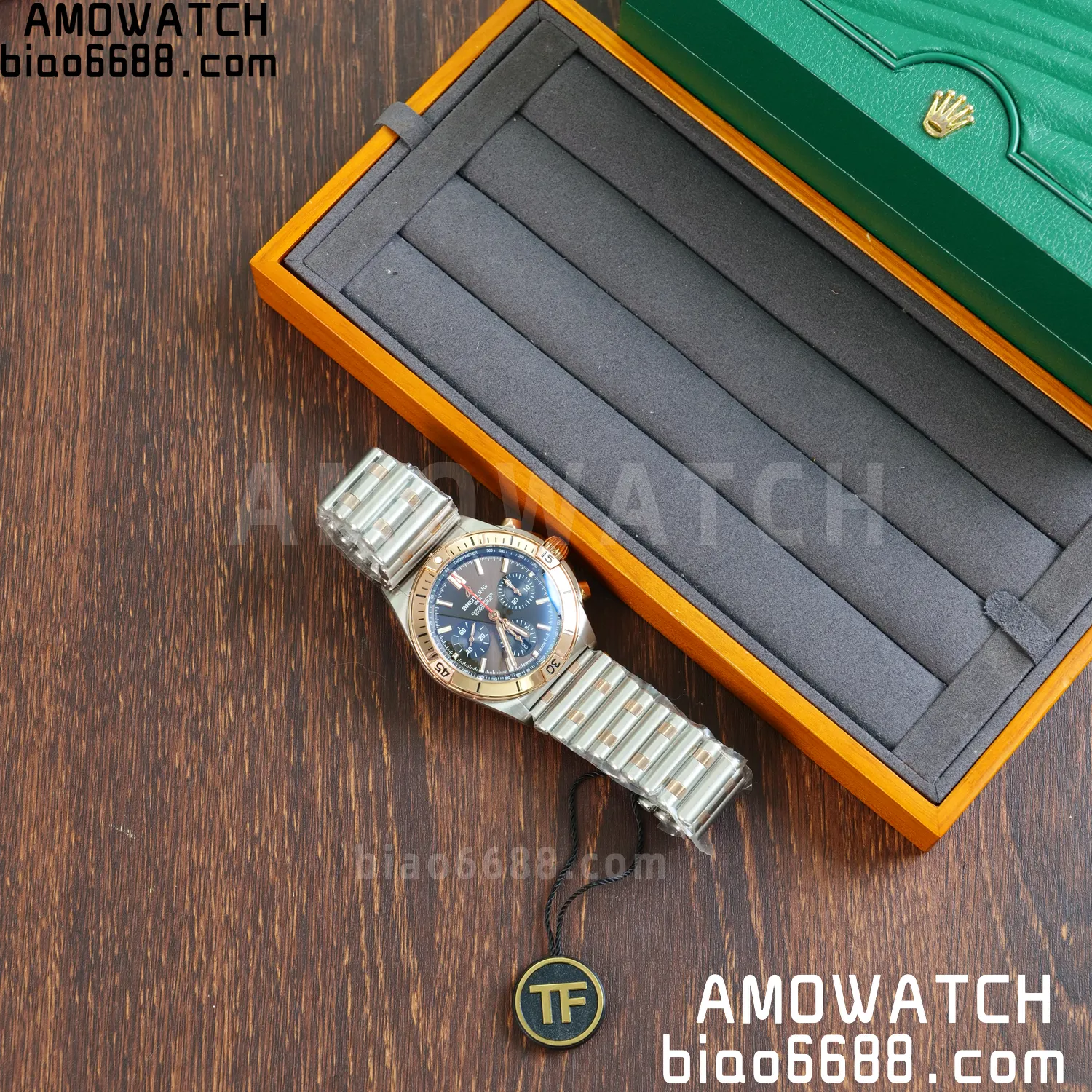 Breitling Chronomat B01 AB0134101K1A1 42mm SS/RG TF 1:1 Best Edition Brown Dial on SS Bracelet A7750 - Image 2