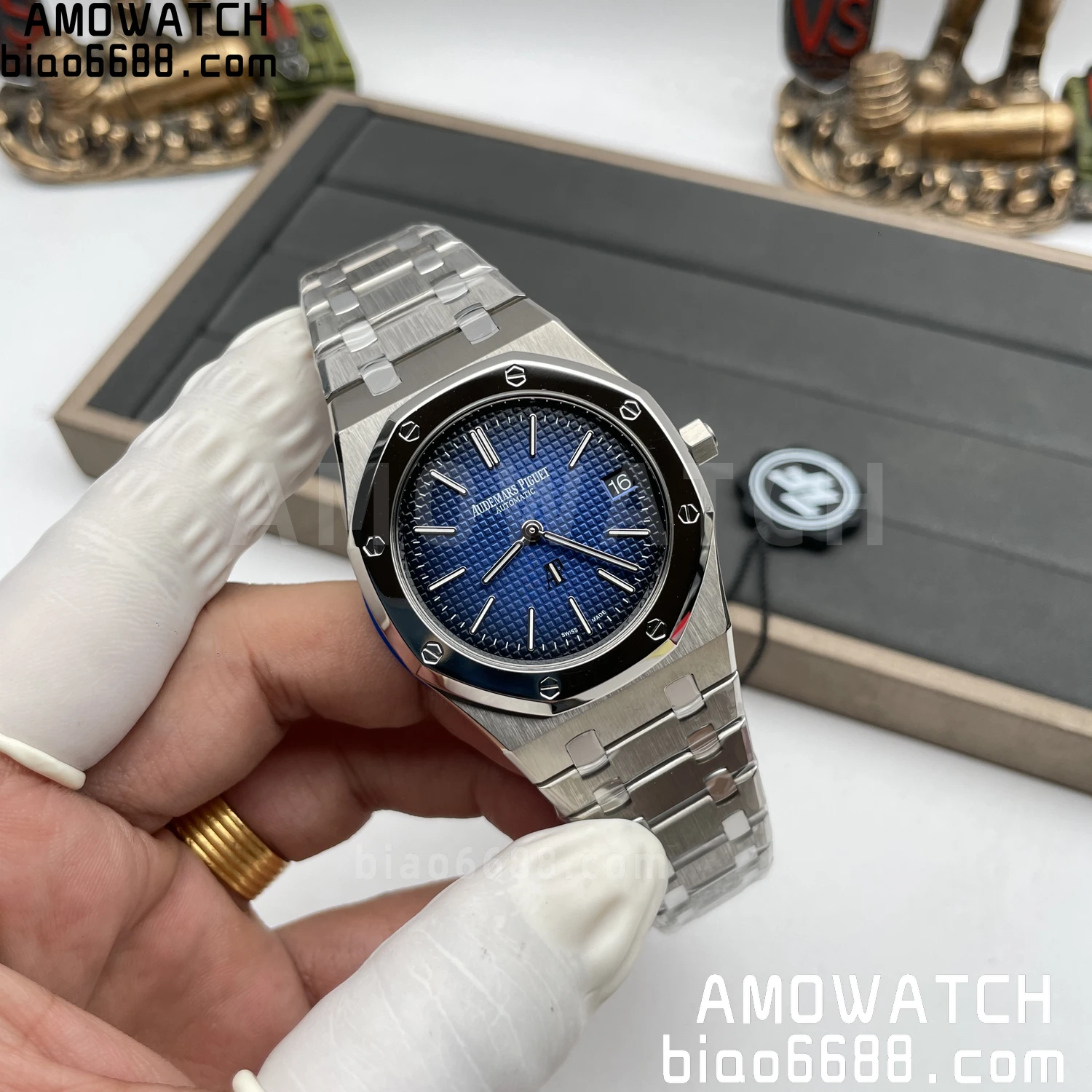 AP 로열 오크 39mm 15202IP 티타늄 ZF 공장 1:1 베스트 에디션 블루 텍스처 다이얼 스테인리스 스틸 브레이슬릿 A2121 V2