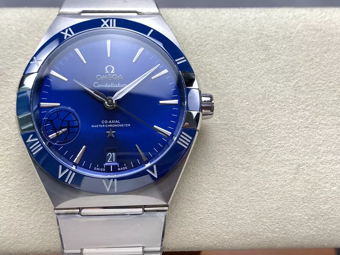 오메가 컨스텔레이션 41mm 스테인리스 스틸 V+ 공장 1:1 베스트 에디션 블루 다이얼 스테인리스 스틸 브레이슬릿
