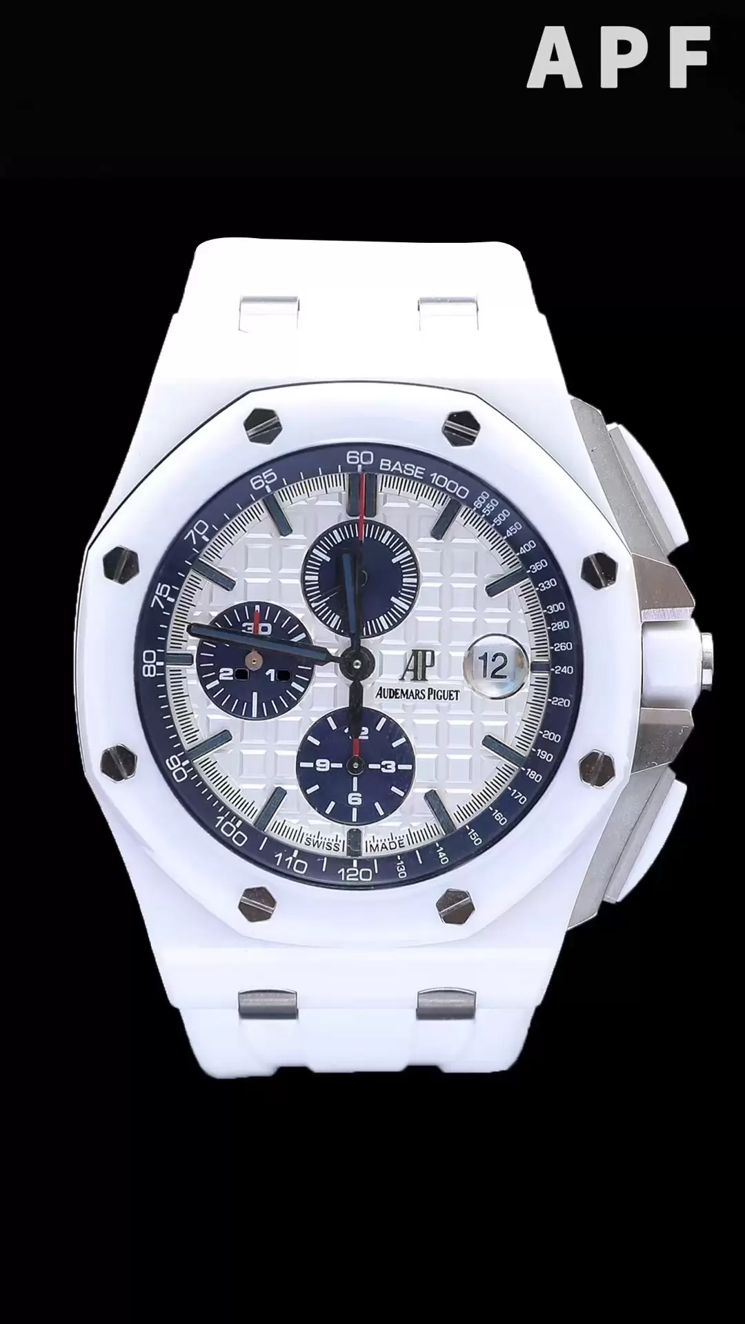 Audemars Piguet Royal Oak Offshore 26402CB.OO.A010CA.01 44mm White Ceramic APF 1:1 Best Edition White Dial on Rubber Strap A3126