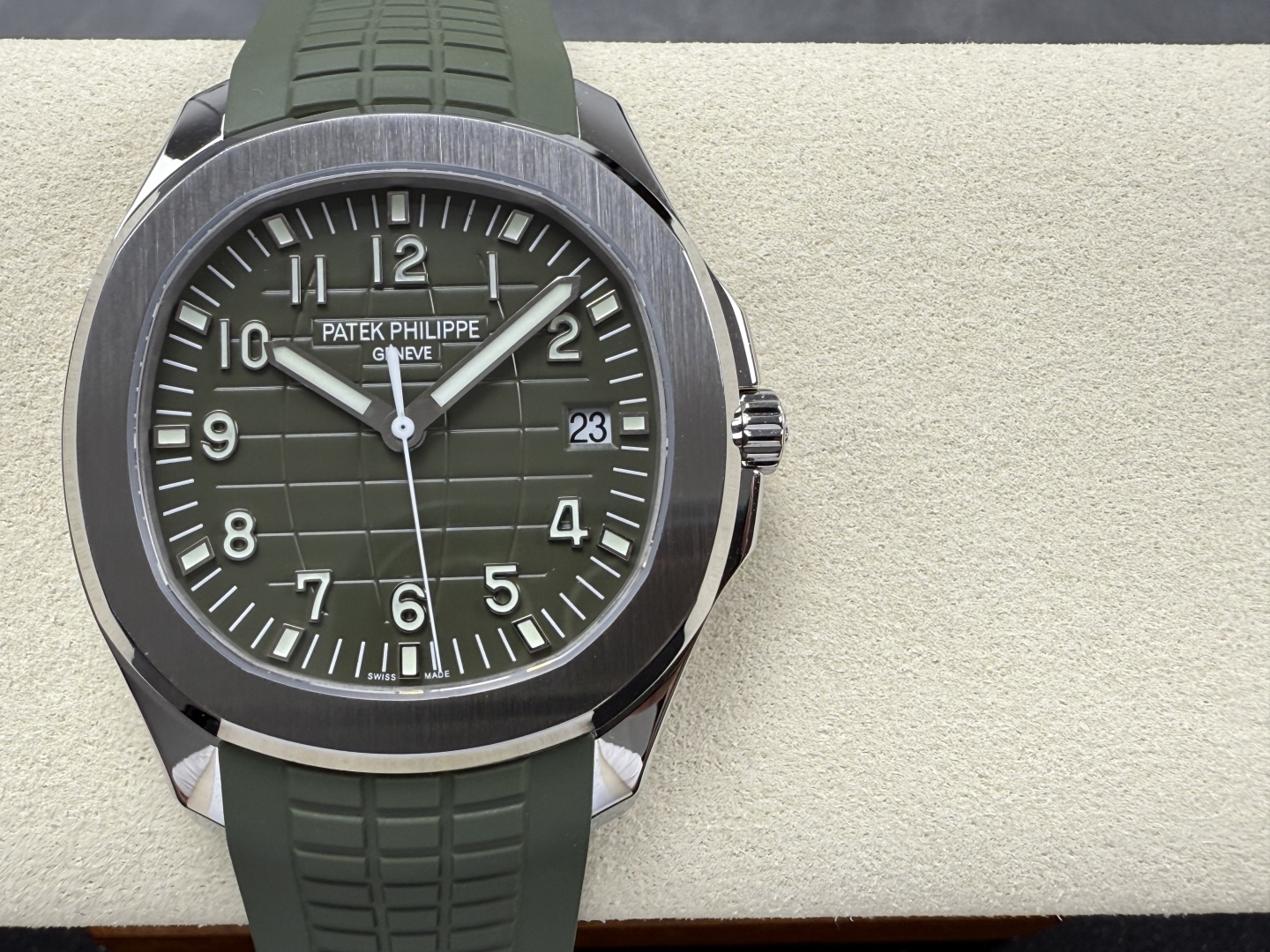 PP Aquanaut 5168G 42mm SS DDF 1:1 Best Edition Green Dial on Green Rubber Strap DD324 (Weighted)