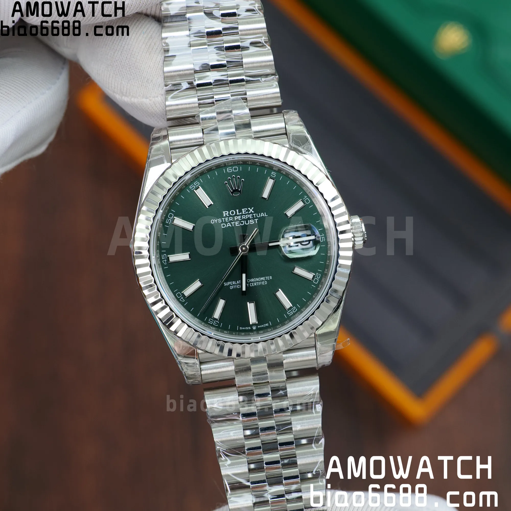 ROLEX 데이트저스트 41mm 스테인리스 스틸 126334-0028 VSF 1:1 베스트 에디션 904L 그린 다이얼 주빌리 브레이슬릿 VS3235 무브먼트