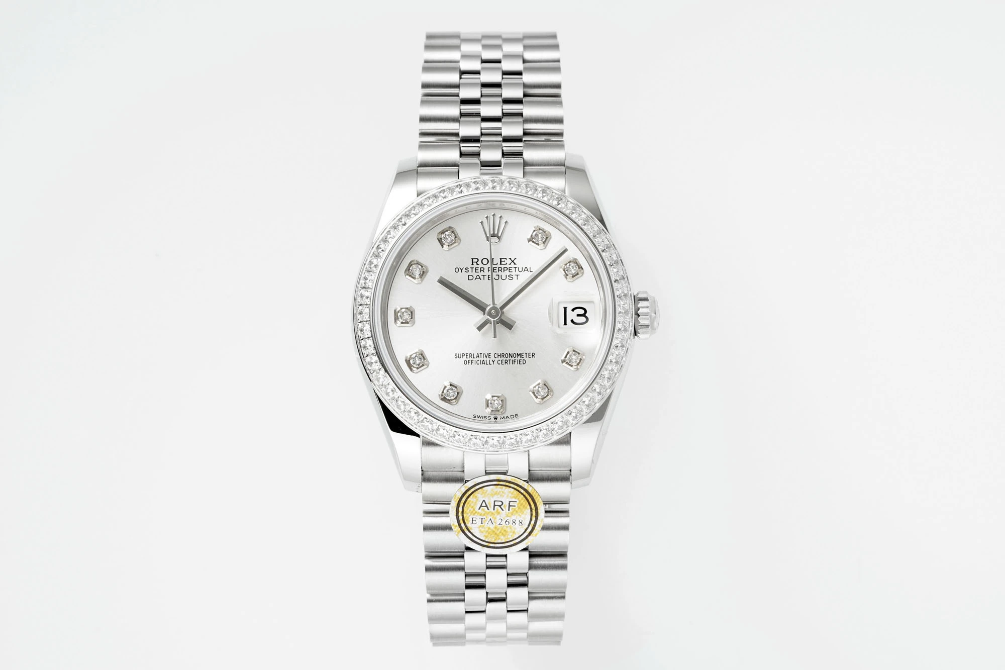 Rolex DateJust 31 278384 ARF 1:1 Best Edition 904L Steel White Roman Dial Diamond bezel on SS Jubilee Bracelet