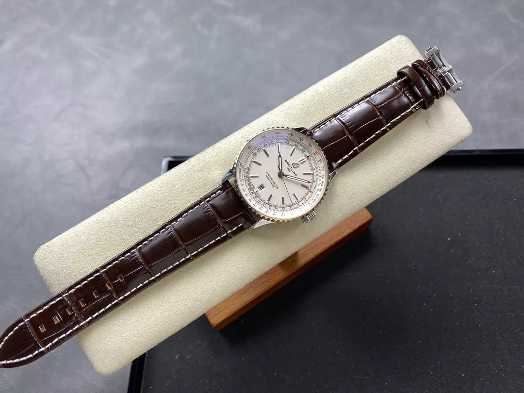 Breitling Navitimer Automatic 41mm SS BLSF Ice White Dial on Brown Leather Strap A2824 V2 - Image 4