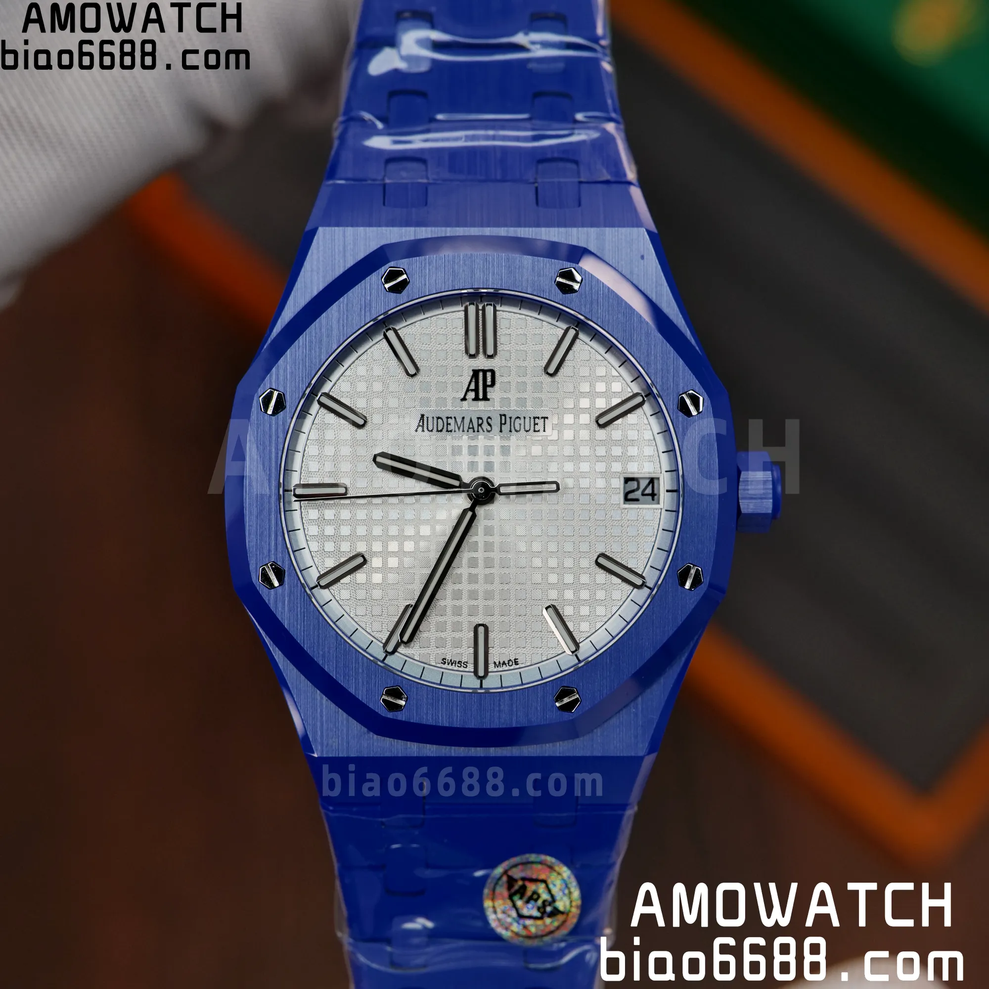 AP Royal Oak 41mm 15500 Blue Ceramic  APSF 1:1 Best Edition White Dial on Ceramic Bracelet A4302