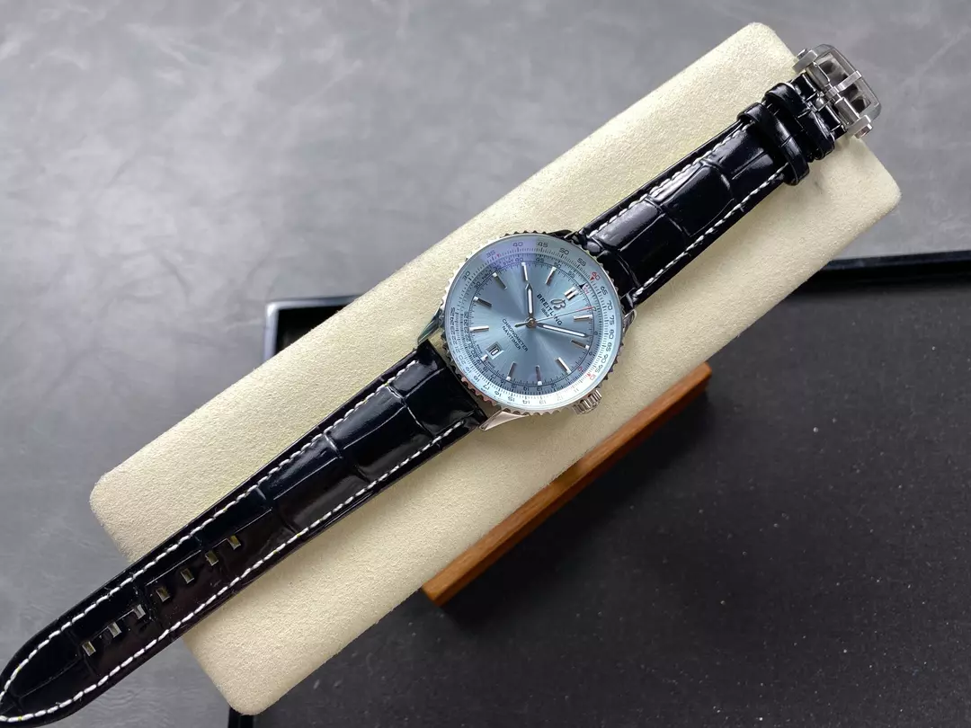 Breitling Navitimer Automatic 41mm SS BLSF Ice Blue Dial on Black Leather Strap A2824 V2 - Image 4