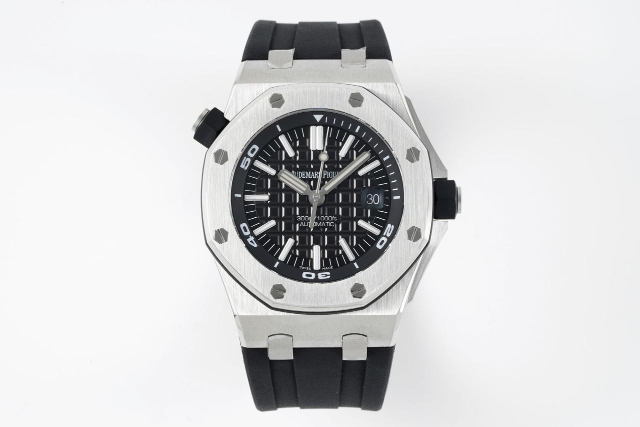 Royal Oak Offshore Diver 15710 APSF 1:1 Best Edition Black Dial on Black Rubber Strap V2 A3120 Super Clone