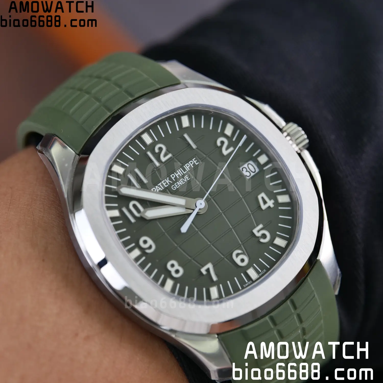 PP Aquanaut 5168G 42mm SS VF 1:1 Best Edition Green Dial on Green Rubber Strap DD324 Weighted
