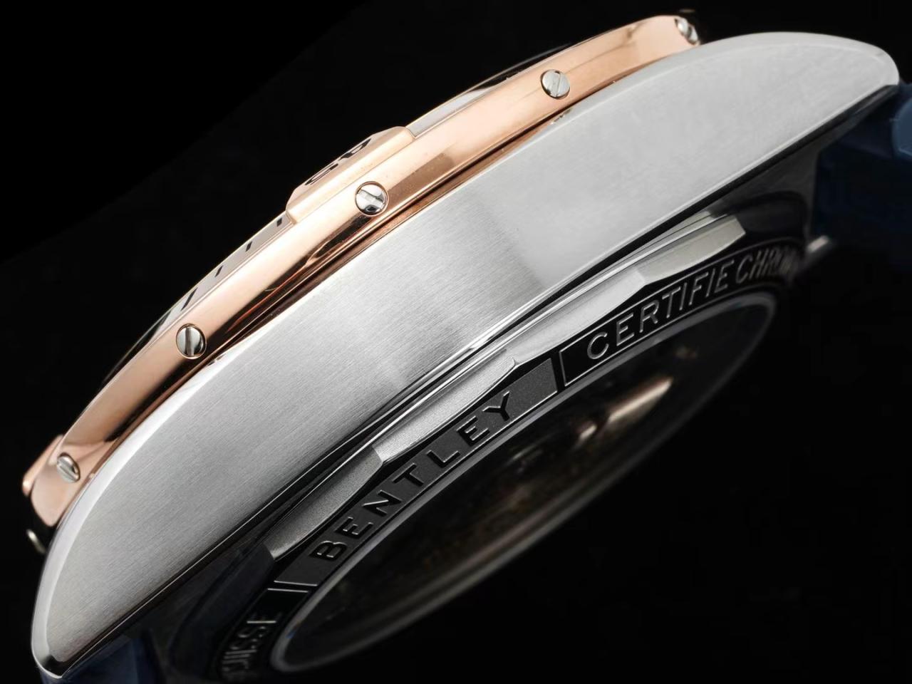 브라이틀링 크로노맷 B01 UB0134101C1U1 42mm 스테인리스 스틸/로즈골드 TF 1:1 베스트 에디션 블루 다이얼 블루 러버 스트랩 A7750 - 이미지 7