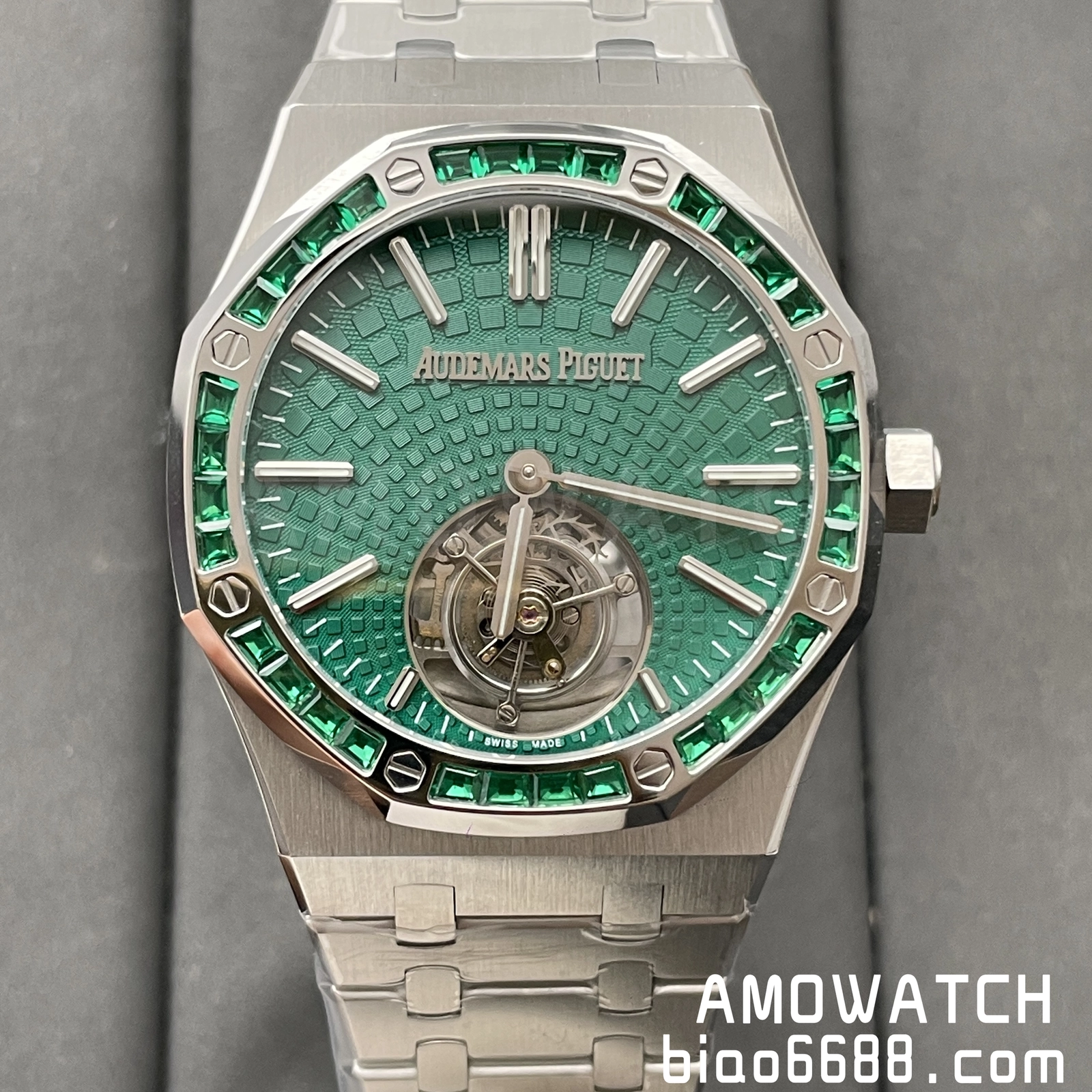 AP 로열 오크 41mm 26532IC.EE.1220TI.01 SS R8F 1:1 베스트 에디션 그린 다이얼 SS 브레이슬릿 A2950 투르비용