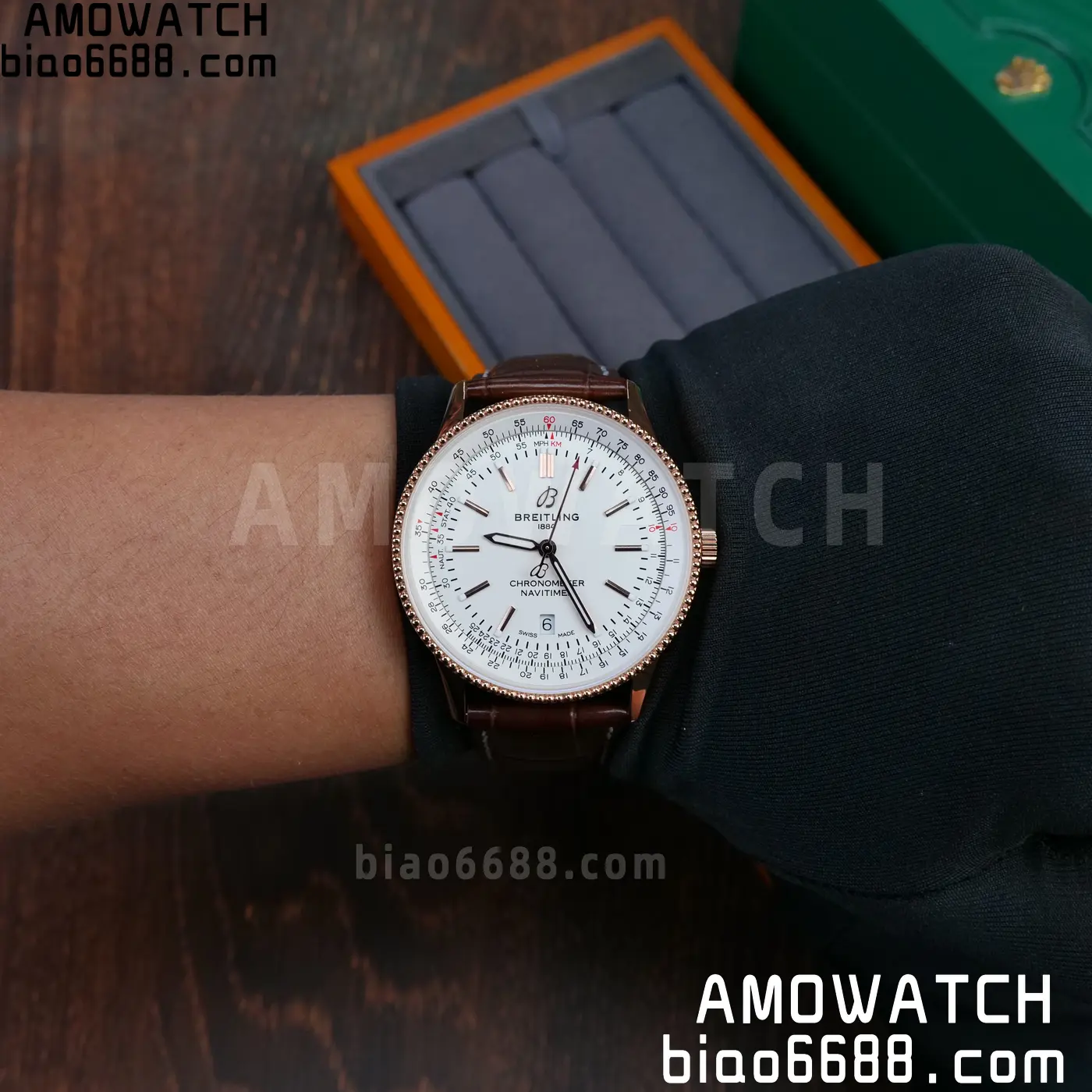 Breitling Navitimer Automatic 41mm RG BLSF White Dial on Brown Leather Strap A2824 V2 - Image 22