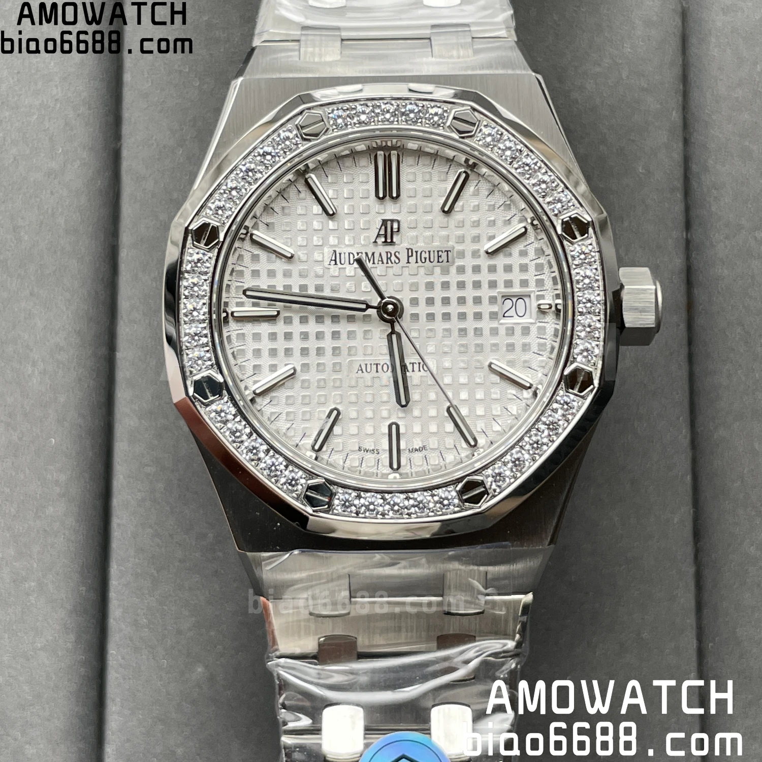 AP 로열 오크 37mm 15451 SS APSF 1:1 베스트 에디션 화이트 텍스처드 다이얼 SS 브레이슬릿 SA3120 슈퍼클론