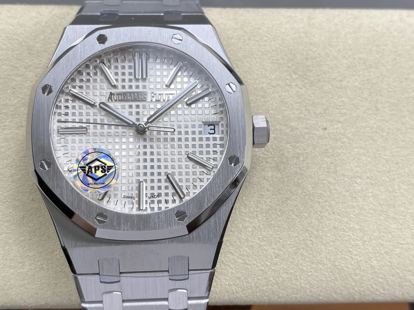 AP 로열 오크 41mm 15510ST 스테인리스 스틸 APS 공장 1:1 베스트 에디션 화이트 다이얼 스테인리스 스틸 브레이슬릿 SA4302 슈퍼클론 (프리스프렁)