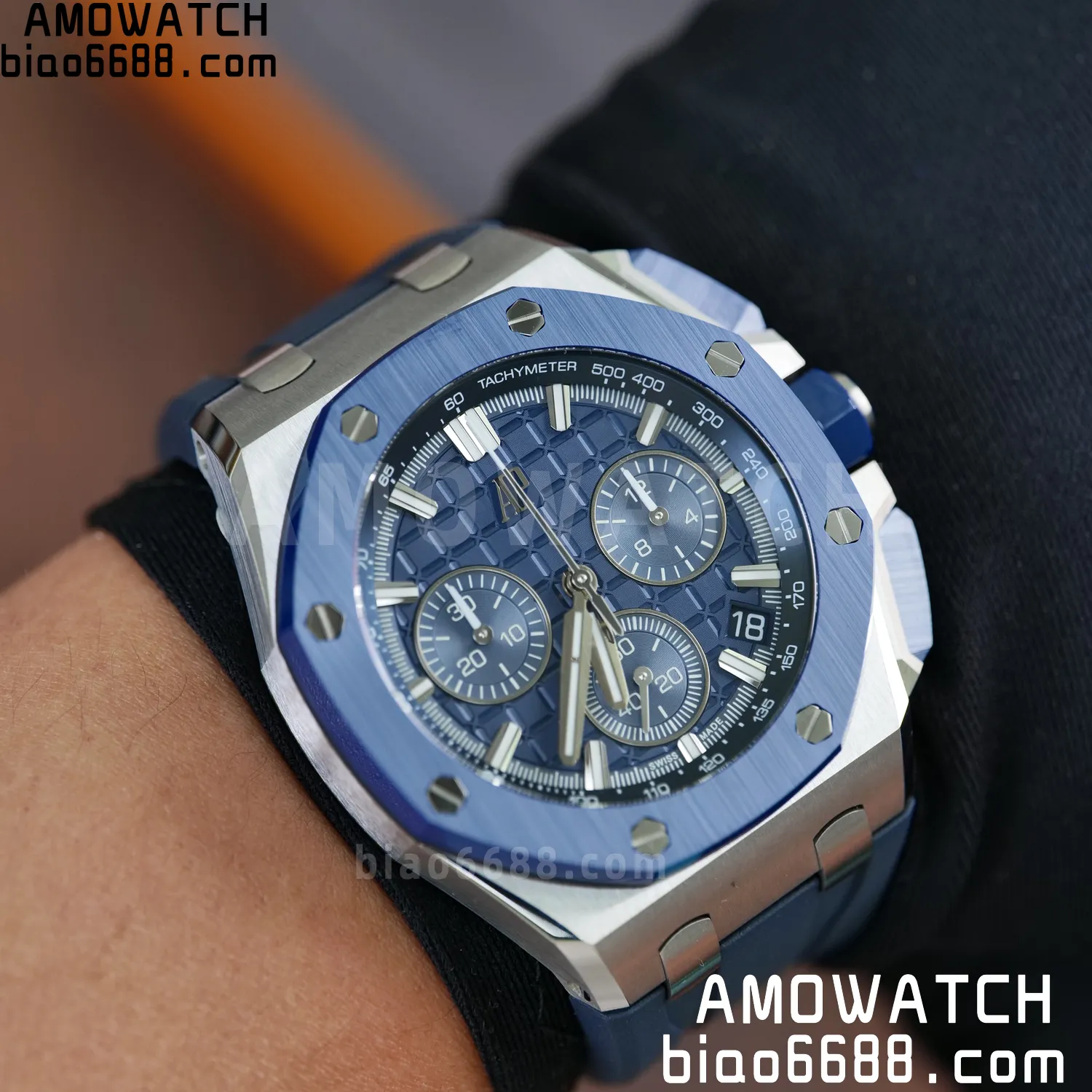 AP 로열 오크 오프쇼어 43mm 26420so 스테인리스 스틸 DDF 1:1 베스트 에디션 블루 다이얼 블루 러버 스트랩 DD4401 슈퍼클론