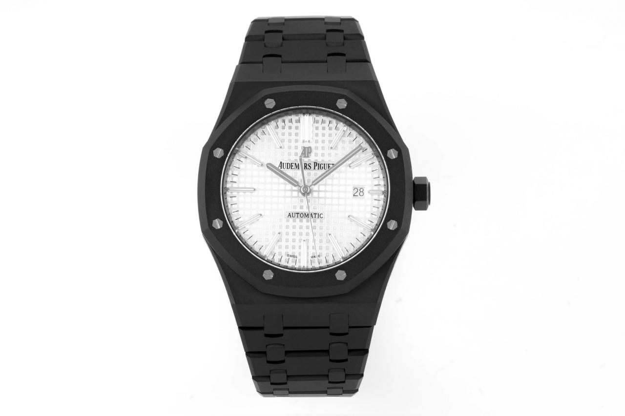 오데마 피게 로열 오크 41mm 15400ST DLC ZF 1:1 베스트 에디션 화이트 텍스처드 다이얼 DLC 브레이슬릿 A3120