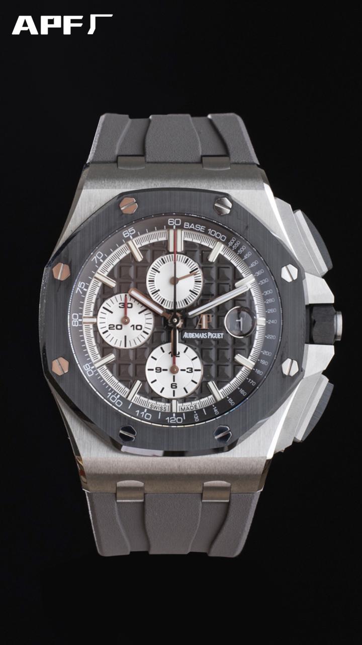 AP 로열 오크 오프쇼어 44mm 26400SO.OO.A002CA.01 스테인리스 스틸 세라믹 베젤 APF 1:1 베스트 에디션 그레이 다이얼 러버 스트랩 A3126