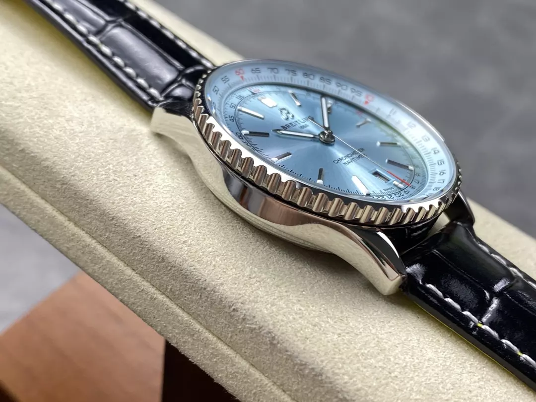 Breitling Navitimer Automatic 41mm SS BLSF Ice Blue Dial on Black Leather Strap A2824 V2 - Image 5