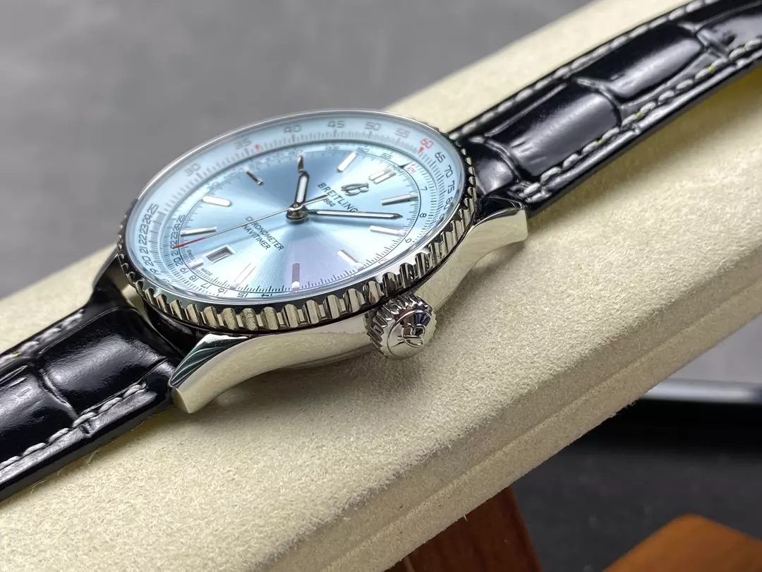 Breitling Navitimer Automatic 41mm SS BLSF Ice Blue Dial on Black Leather Strap A2824 V2 - Image 6