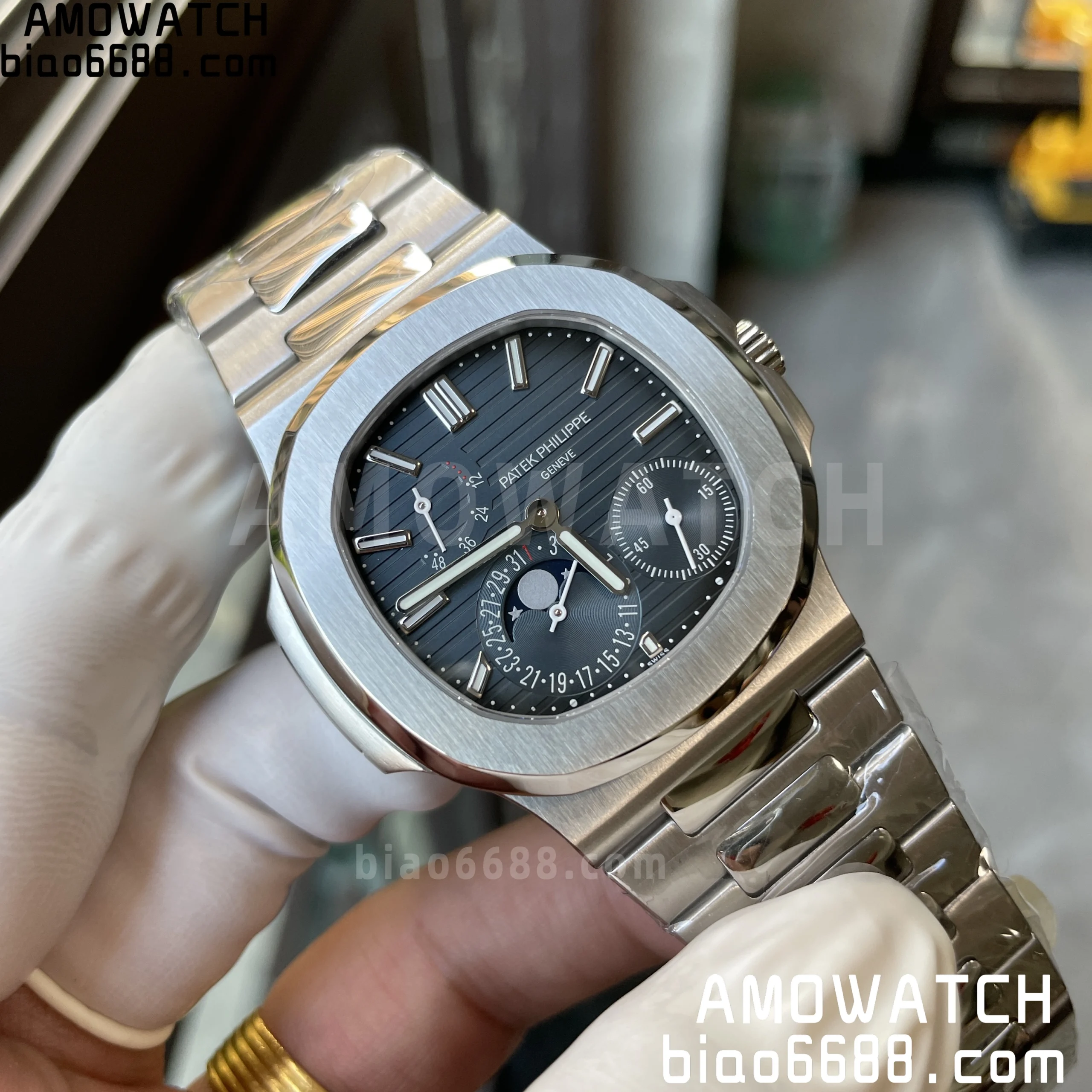PPF factory Nautilus 5712 ，Modified content ： SW factory Dial、 pointer、VVS Month、Solid middle shaft,Movement deep-lettered bridges, bracelet polished