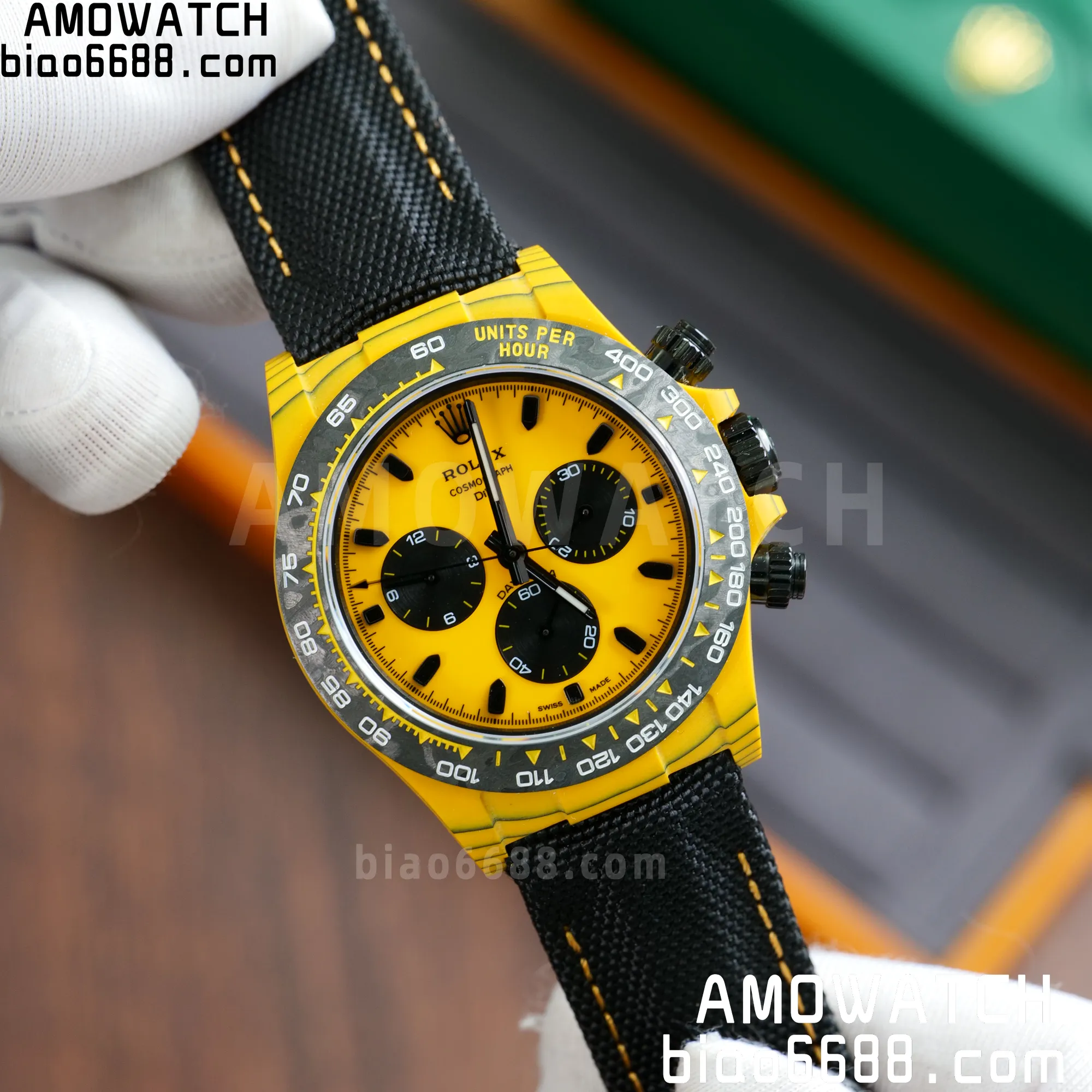 Daytona DIW Yellow Carbon DIWF 1:1 Best Edition Yellow/Black Dial on Black Nylon Strap SA4130 - Image 3