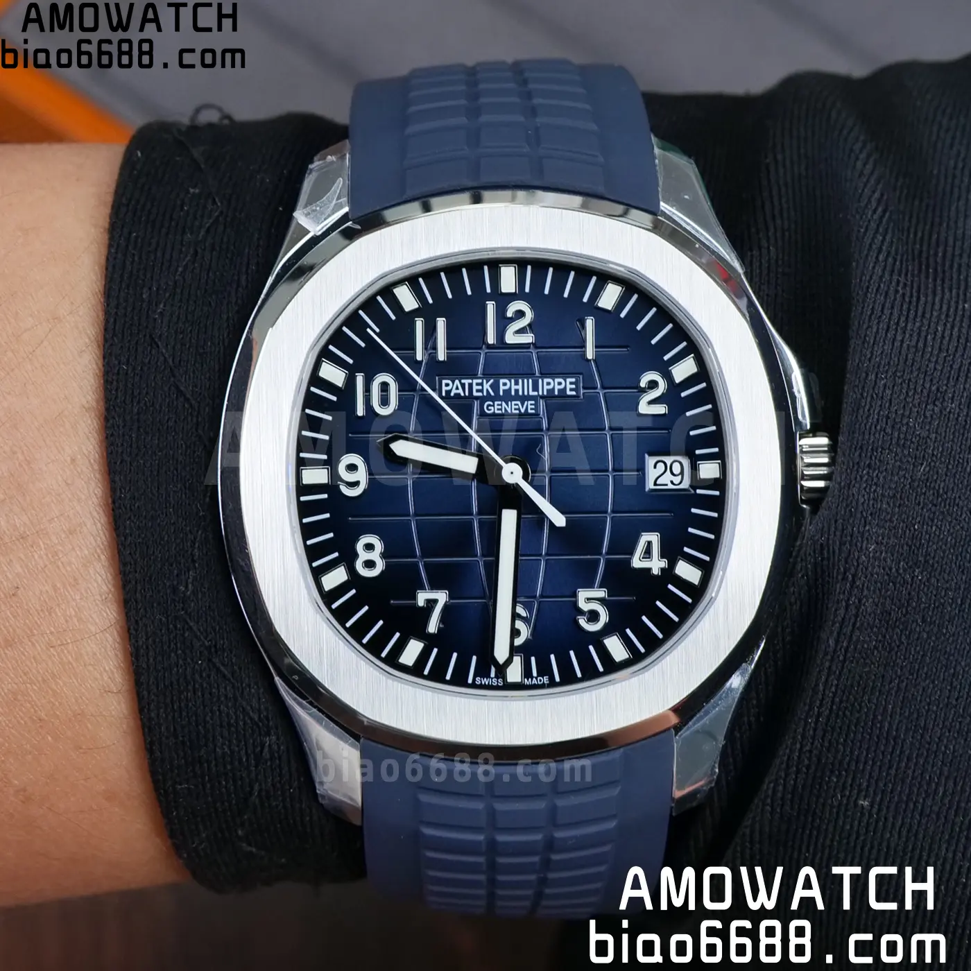 PP Aquanaut 5168G 42mm SS OMEF 1:1 Best Edition Blue Dial on Blue Rubber Strap DPB330 Weighted 135g