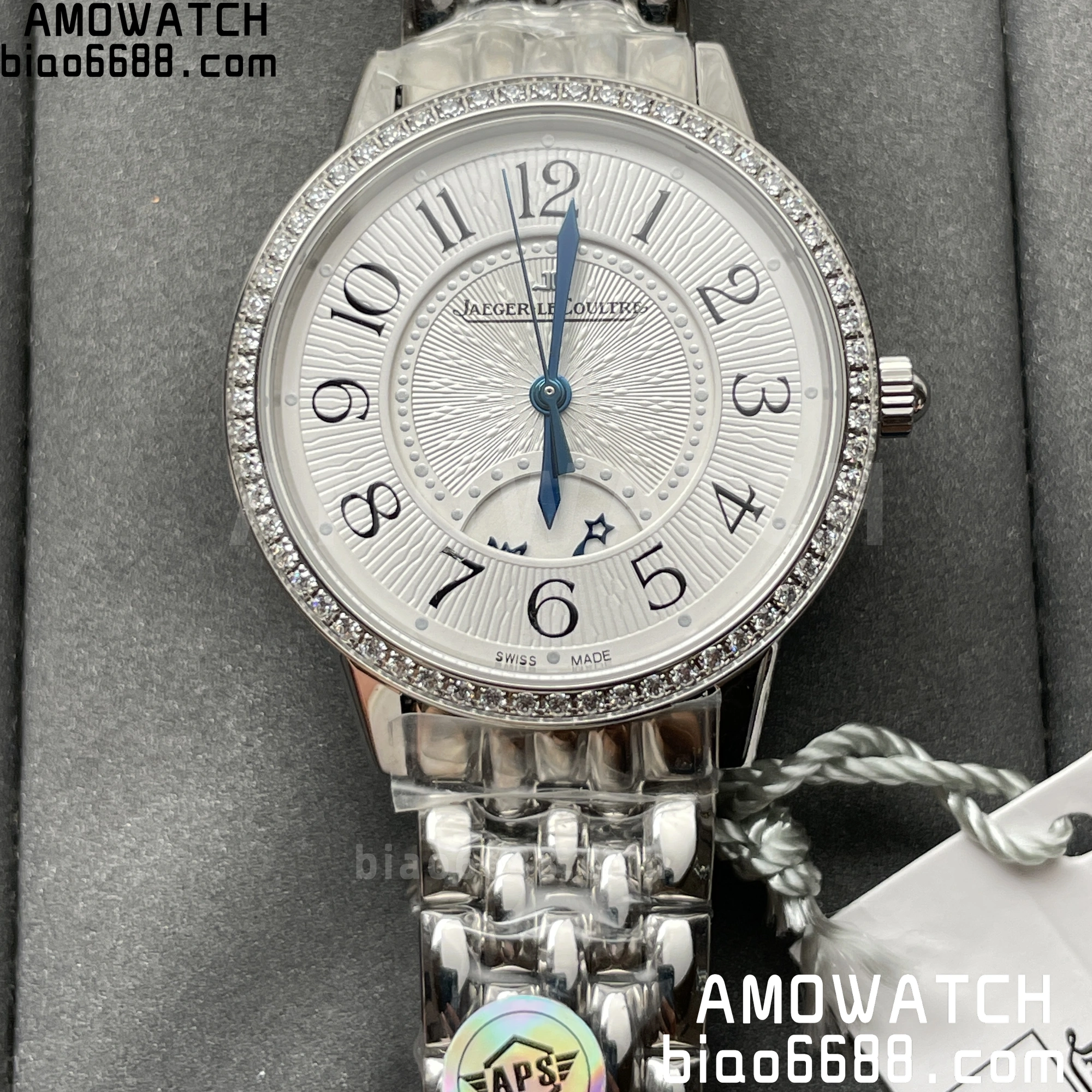 JL Rendez-Vous Night & Day 3448130 SS APSF 1:1 Best Edition White Textured Dial Diamonds Bezel on SS Bracelet A898