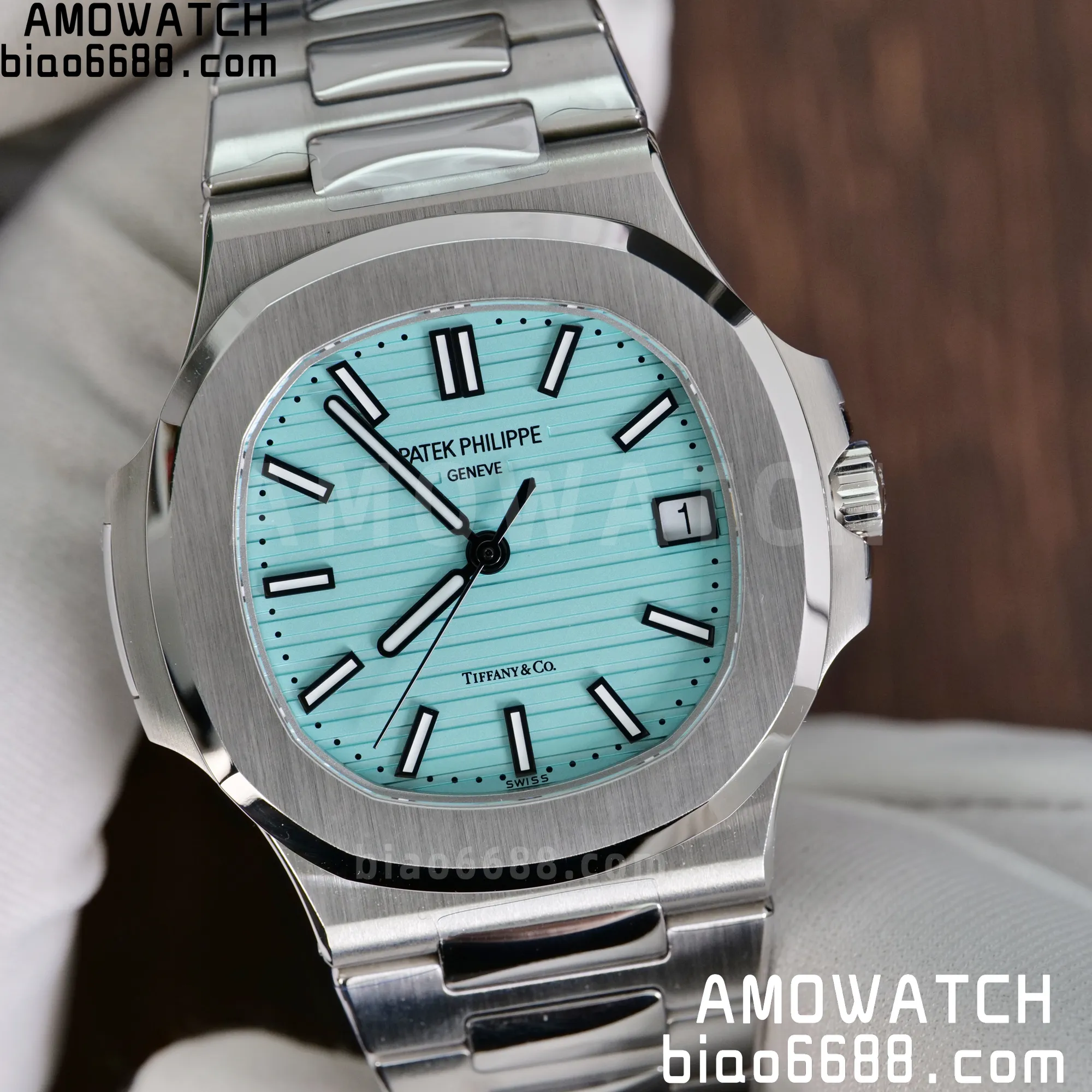 파텍 필립 노틸러스 티파니 40mm 5711/1A-018 3K 공장 1:1 최상급 에디션 스테인리스 스틸 케이스 시계 아시안 클론 칼리버 324