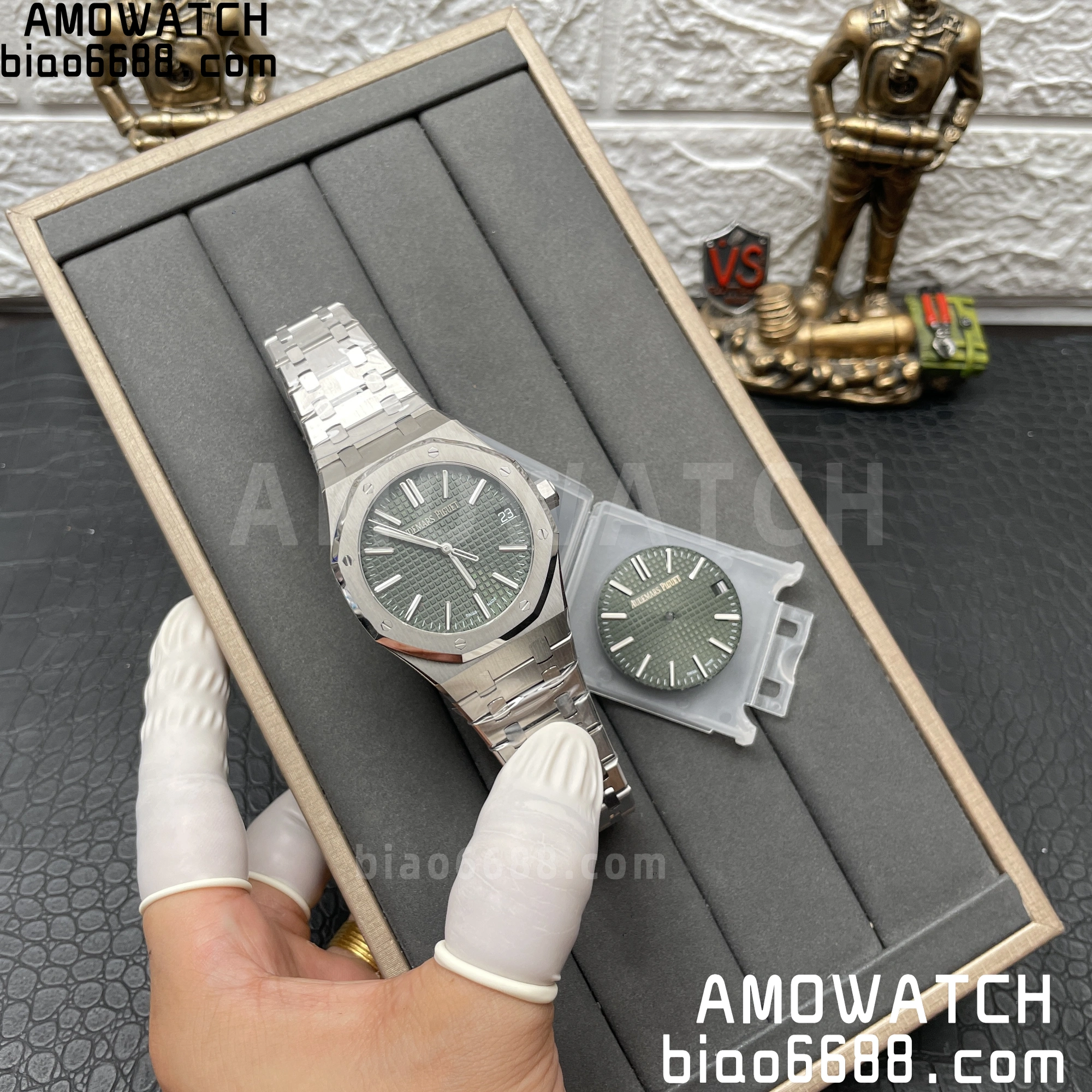 APSF 로열 오크 15510ST SW 공장 그린 다이얼 교체