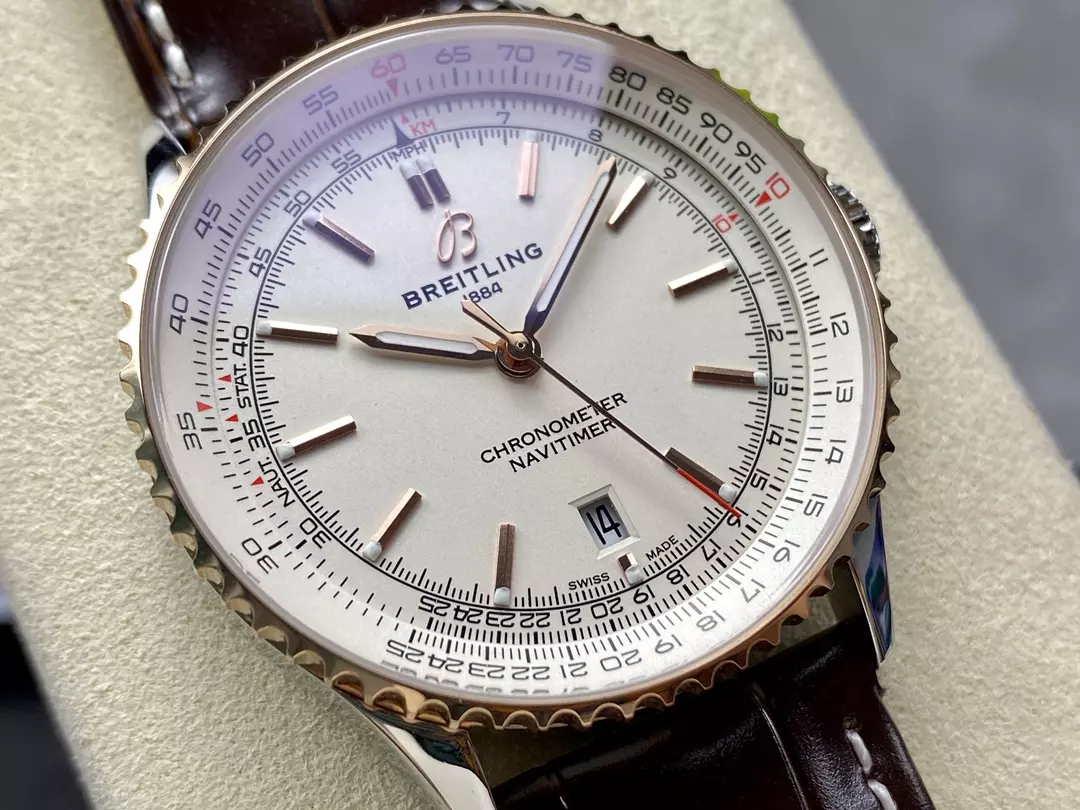 Breitling Navitimer Automatic 41mm SS BLSF Ice White Dial on Brown Leather Strap A2824 V2 - Image 2