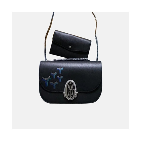 ✨[한정판]Goyard Leather Black (Blue) Shoulder Bag - 고야드 레더 블랙(블루) 숄더백,GYB0095