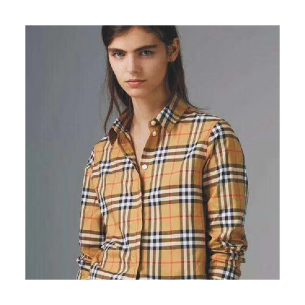 ✨[매장판]Burberry 2018 Ladies Cotton Classic Check Shirt - 버버리 여성 신상 클랙식 체크 셔츠 Bur0413x.Size(m - 2xl).카키