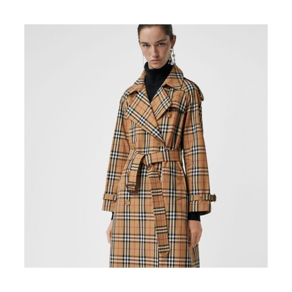✨Burberry 2018 Ladies Trench Check Coat - 버버리 여성 트렌치 체크 코트 Bur0414x.Size(s - xl).카키
