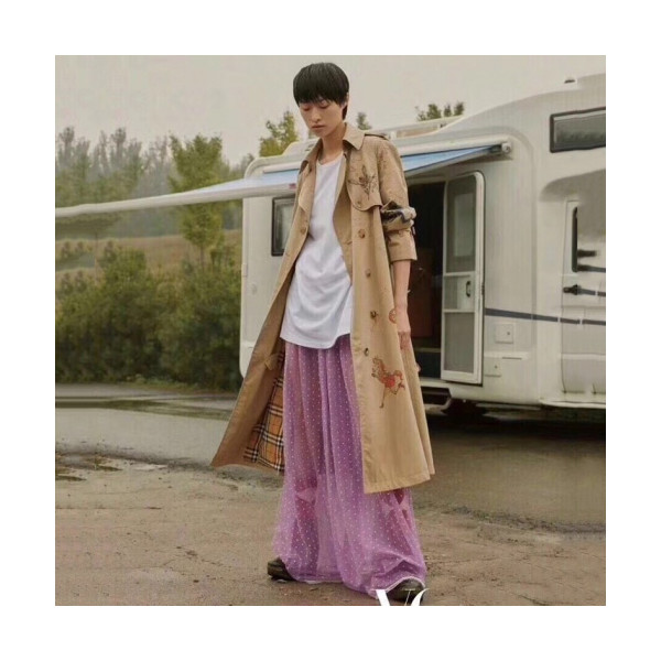 ✨Burberry 2018 Ladies London Graffit Trench Coat - 버버리 여성 런던 그래피티 트렌치 코트 Bur0525x.Size(s - 2xl).4컬러(그린/블루/그레이/네이비)