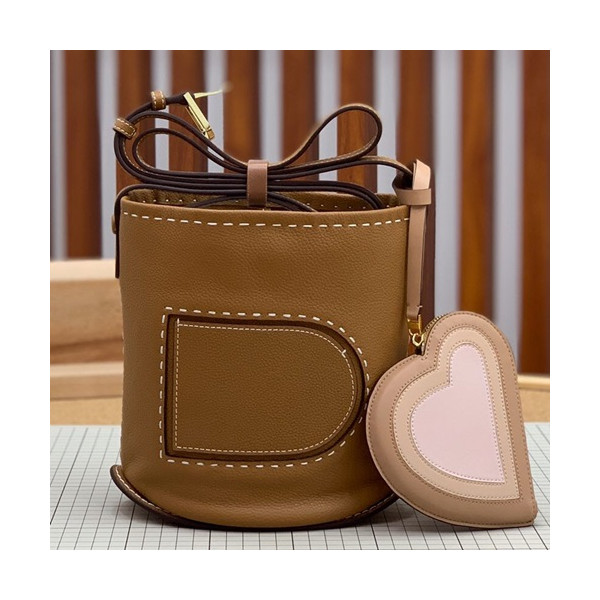 ✨Delvaux 2019 Pin Leather Shoulder Bag- 델보 2019 핀 레더 숄더백,DVB0268 .연브라운