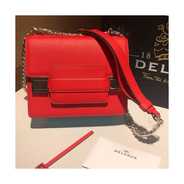 ✨Delvaux 2019 Leather Shoulder Bag,18CM - 델보 2019 레더 숄더백,DVB0320 .18CM,레드