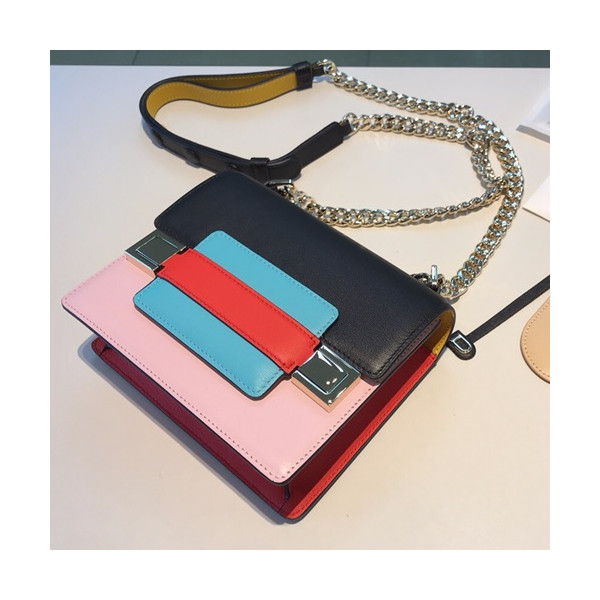 ✨Delvaux 2019 Leather Shoulder Bag,18CM - 델보 2019 레더 숄더백,DVB0326 .18CM,블랙+핑크