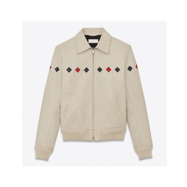 ✨[1:1]Saint Laurent 2018 Mens Leather Jacket - 입생로랑 2019 남성 레더 자켓 Ysl0075x.Size(s - xl).아이보리